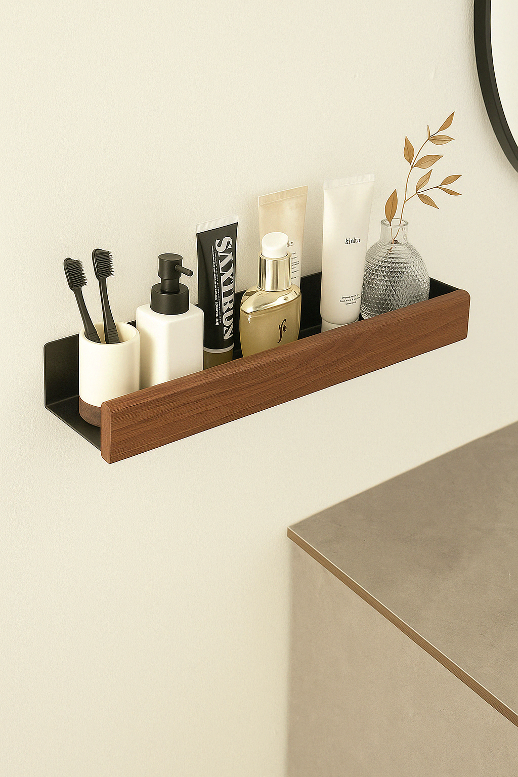 Walnut Bathroom Shelf